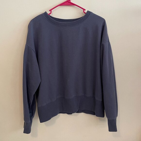 RDI Oversized Crop Pullover Crewneck Sweater Dusty Blue Womens Size Large - Picture 1 of 3